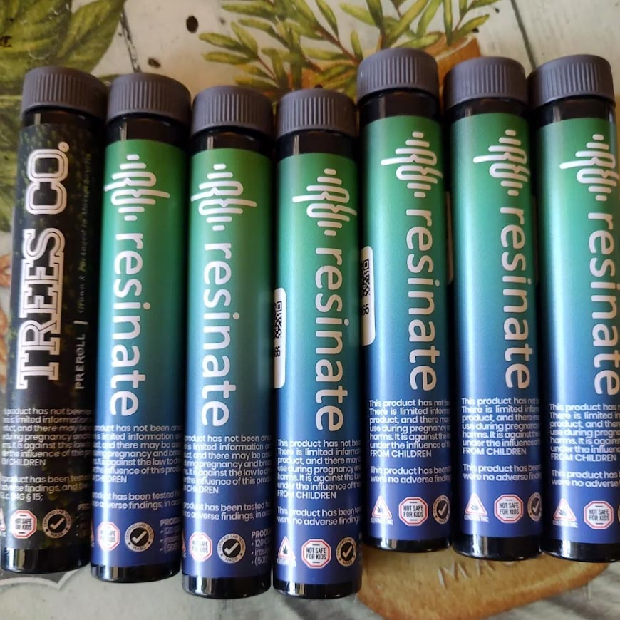 Resinate Brand Pre-Rolls Lined Up